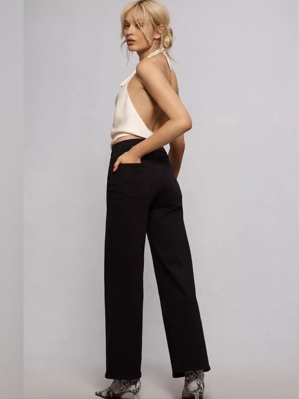 FRAME le slim palazzo wide leg jean in black sz 29 NWT